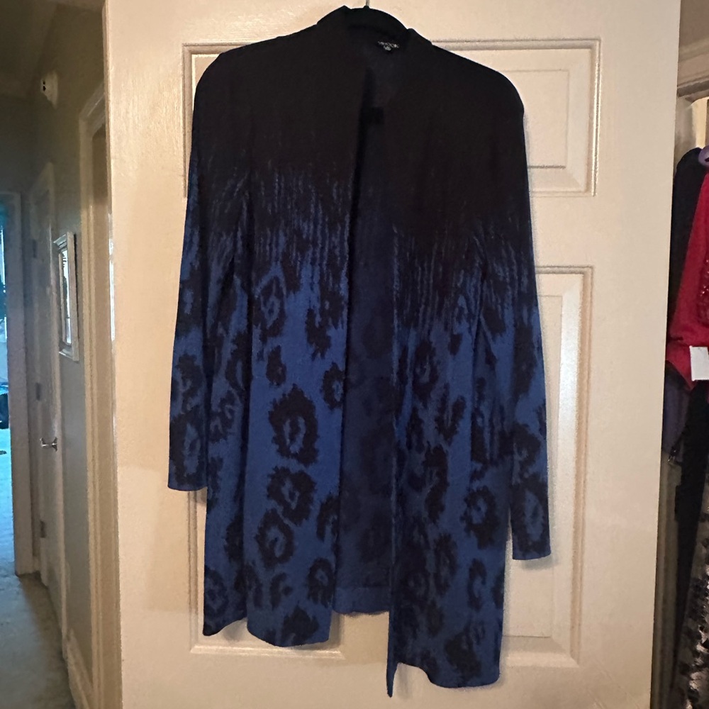 Misook Black and Blue Animal Print  Cardigan